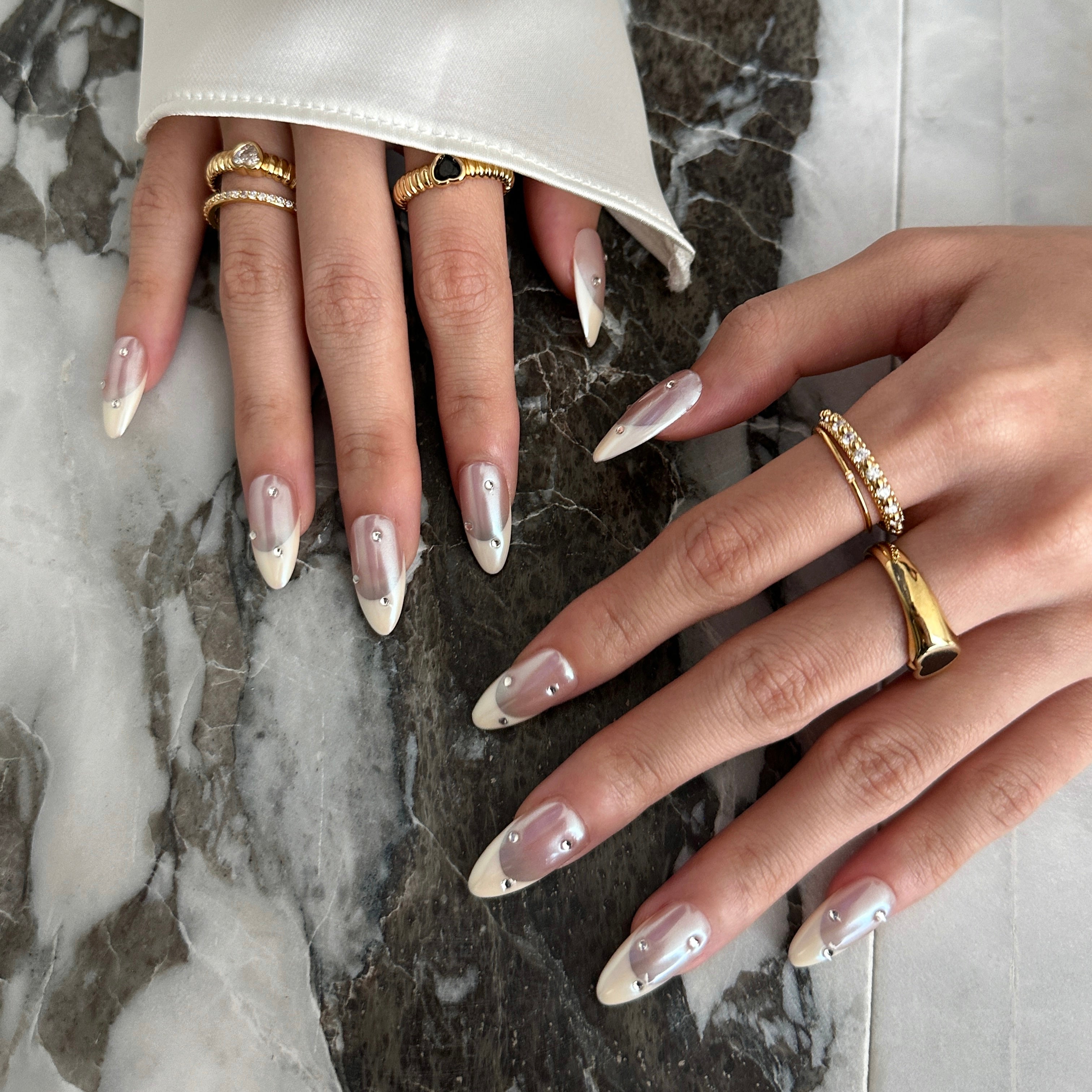 Engagement Nails with Diamond Accents