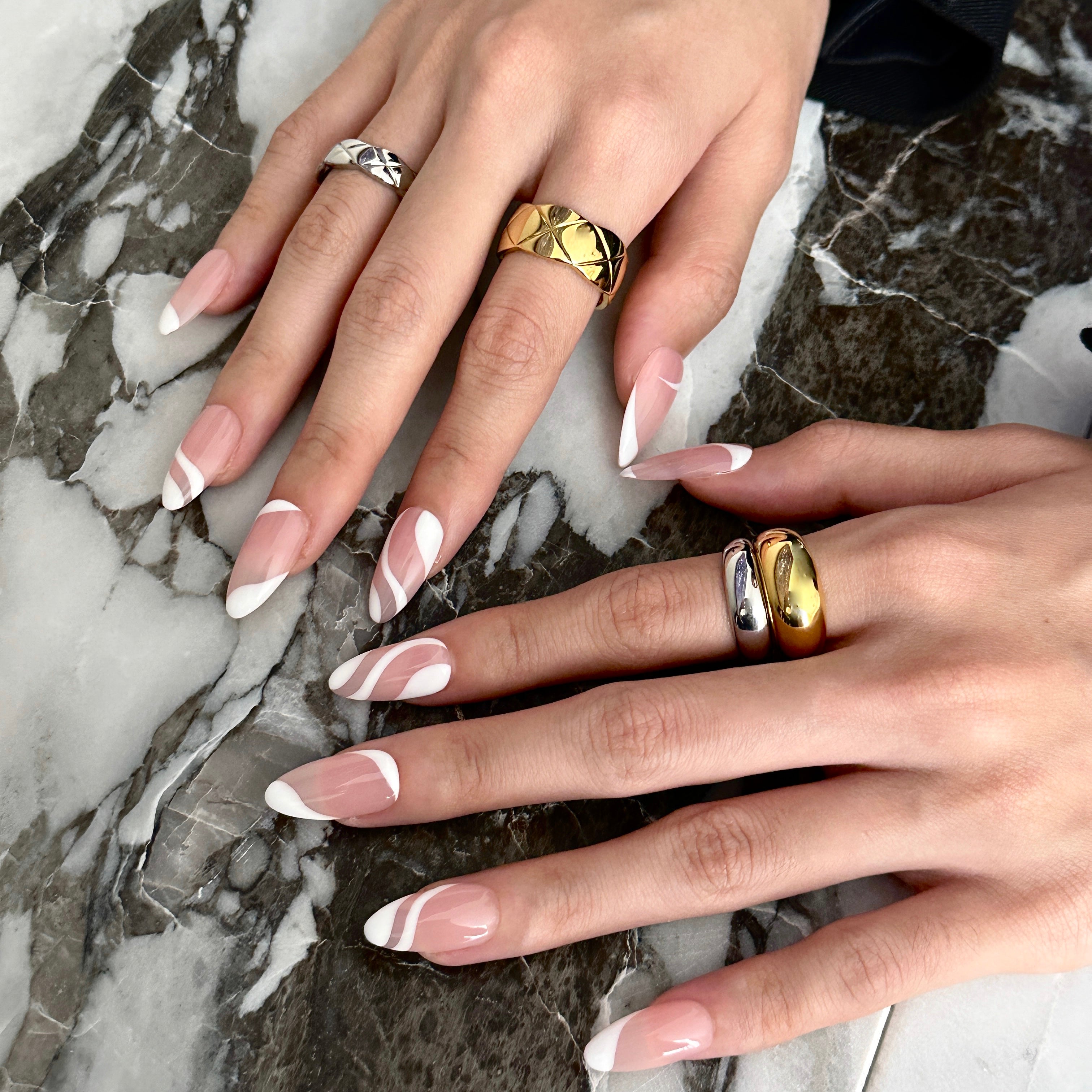 Celestial 3D Metallic Swirl Acrylic Nails